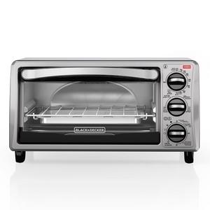 BLACK+DECKER TO1313SBD 4-Slice Toaster Oven, Includes Bake Pan, Broil Rack & Toasting Rack, Black