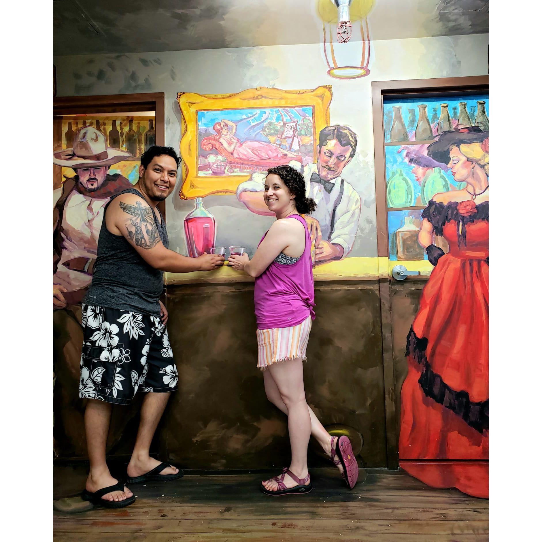 June 2022 - From the Museum of Illusions in Miami 2022. There is nothing like wearing the wrong outfit for the wrong decade party. *Cheers!*
