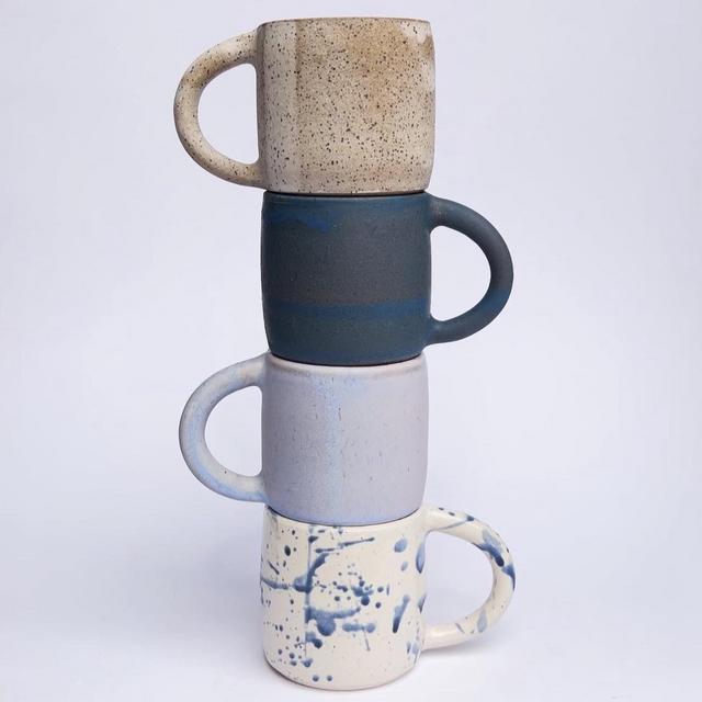 Stonington (CT) made pottery mug set (4) - Ahmee Ceramics