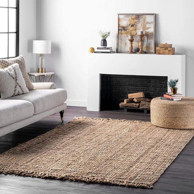 nuLOOM Natura Collection Chunky Loop Jute Rug, 7' 6" x 9' 6", Natural, 6" 6"