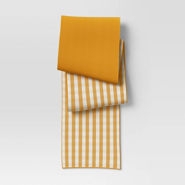 108" x 14" Cotton Gingham Check Table Runner Yellow - Threshold™