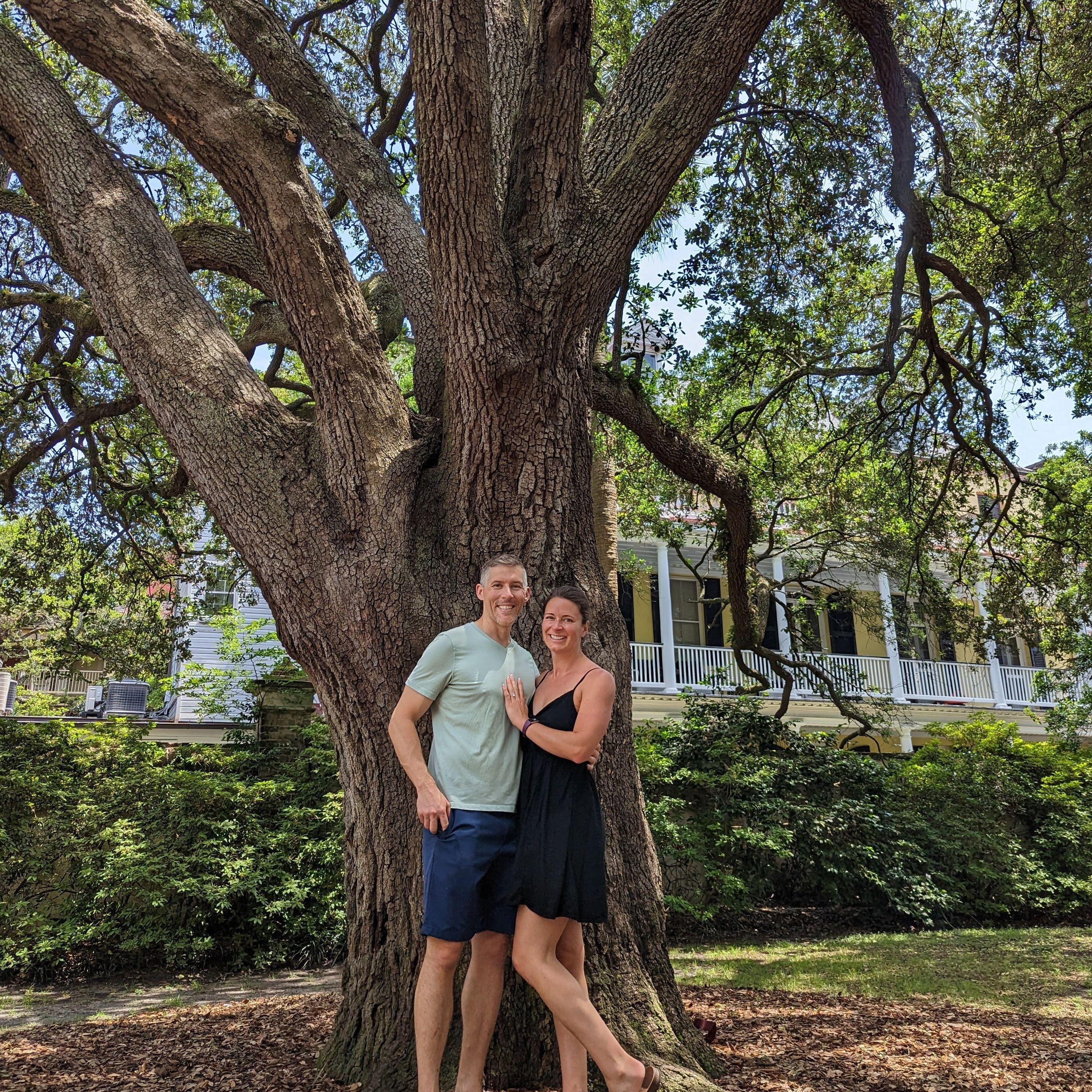 Under a live oak during our April 2023 trip to Charleston, SC.