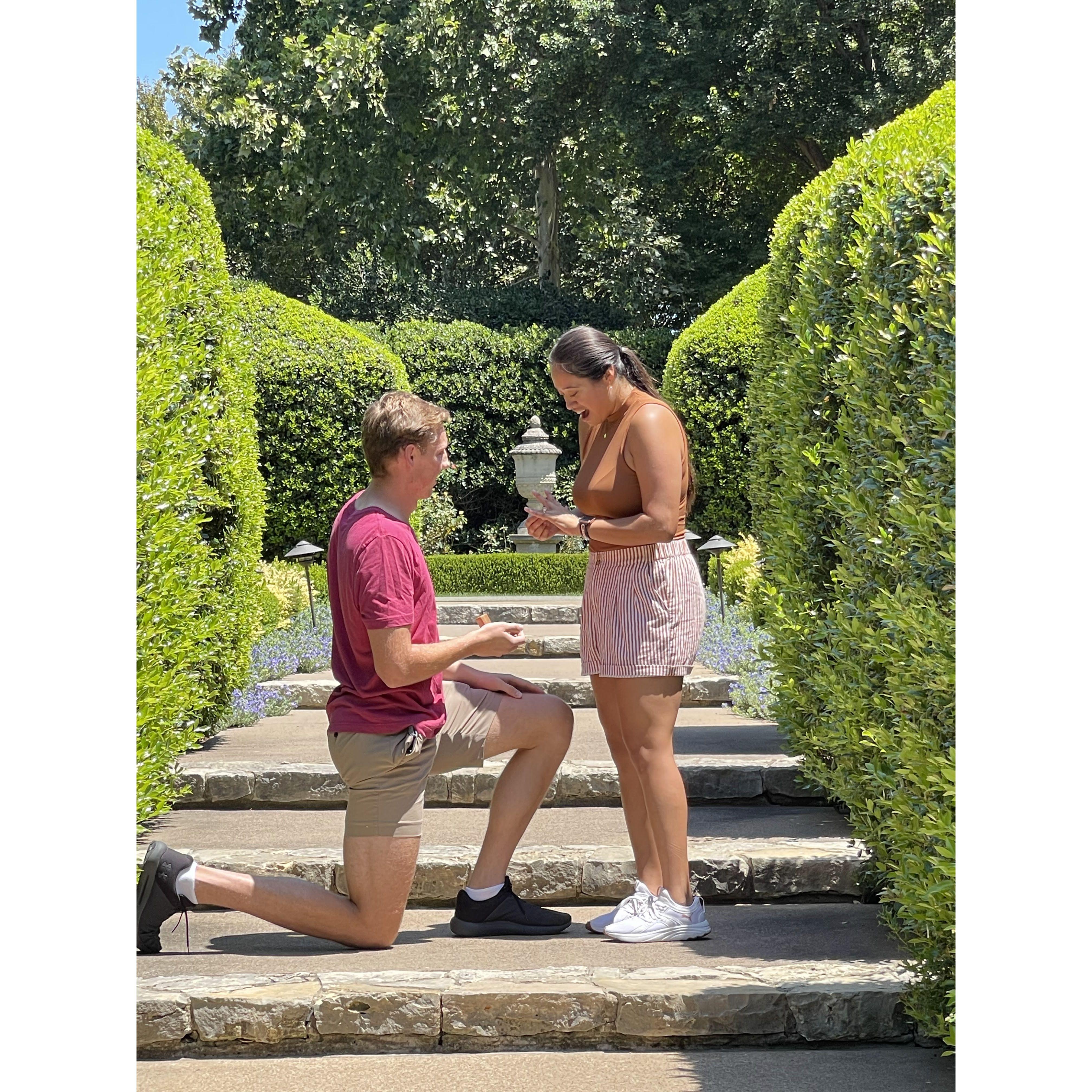 Erik proposing in the summer of 2023.