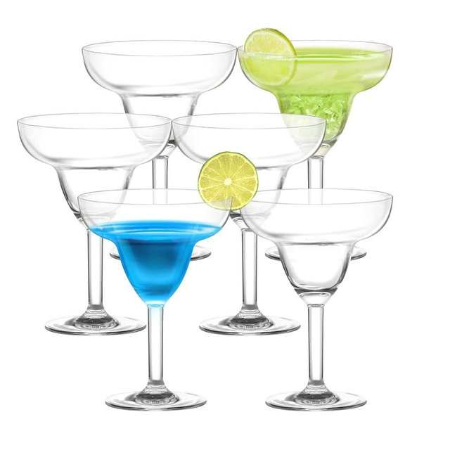 KOXIN-KARLU Classic 12 ounce Plastic Margarita Glasses Acrylic Glasses, set of 6 Clear