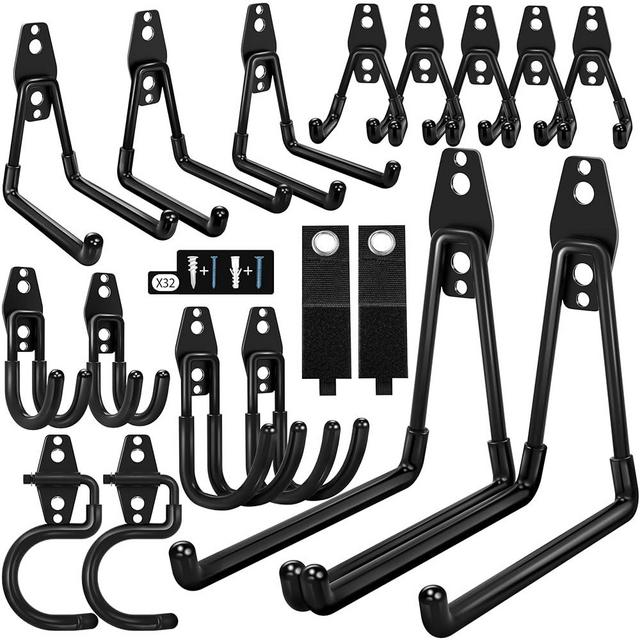 Kodreat 18 Pack Garage Hooks Heavy Duty - Anti-Slip Coating， Garage Storage Hooks for Hanging Bike，Ladder，Garden Tools，Hose