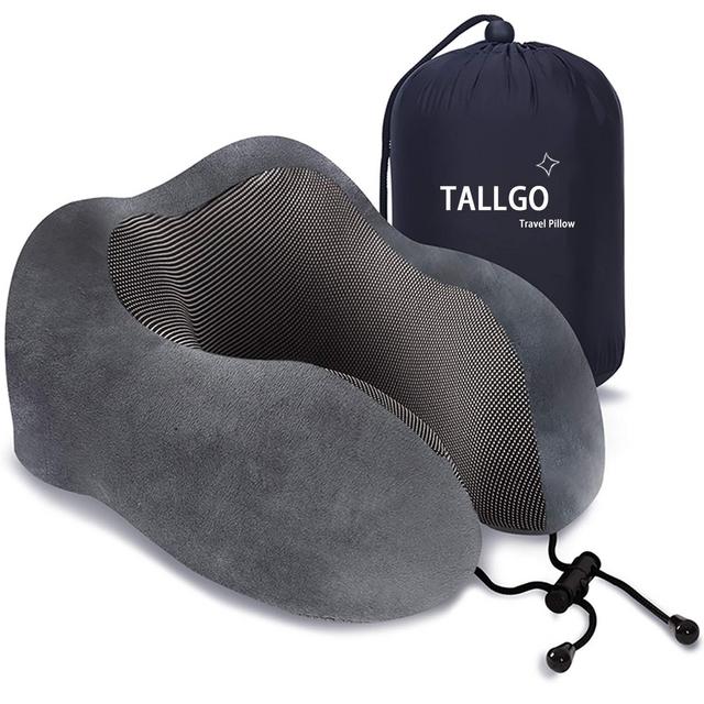 Travel Pillow, Best Memory Foam Neck Pillow Head Support Soft Pillow for Sleeping Rest, Airplane Car Home Use (Grey)