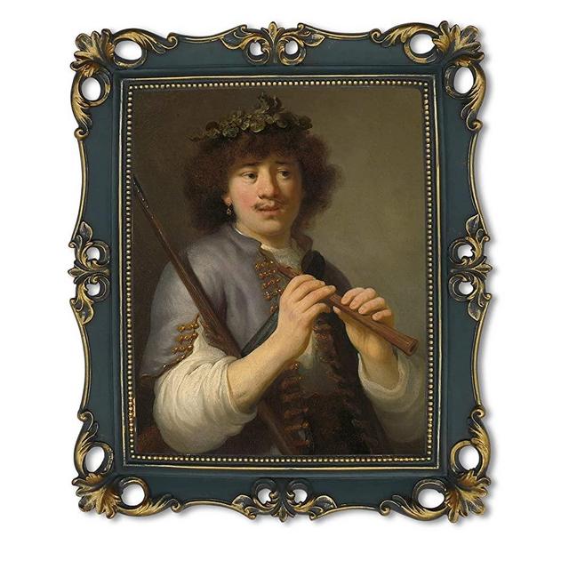 8x10 Picture Frame Antique Frame 8x10 Vintage Photo Frames 10 x 8 in Blue with Gold Trim, Wall and Tabletop Picture Frames