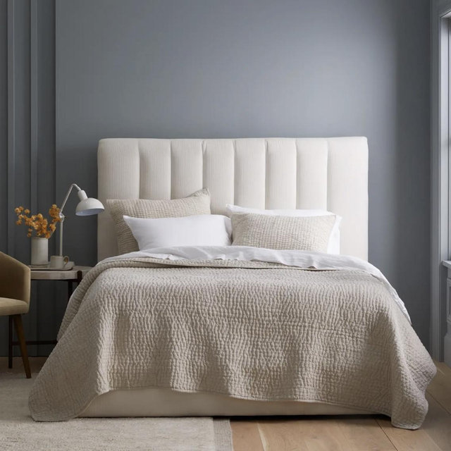 European Linen Cotton Stitch Quilt - Natural, Full/Queen