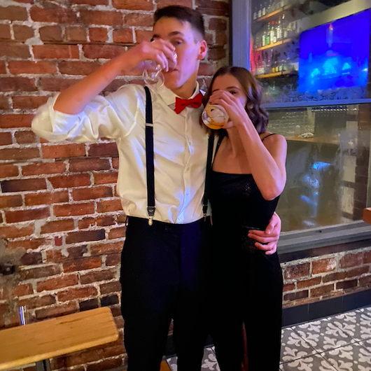 2020, New Years Celebration! Sav came out to Reno to party while I tended bar at The Depot Craft Brewery and Distillery.