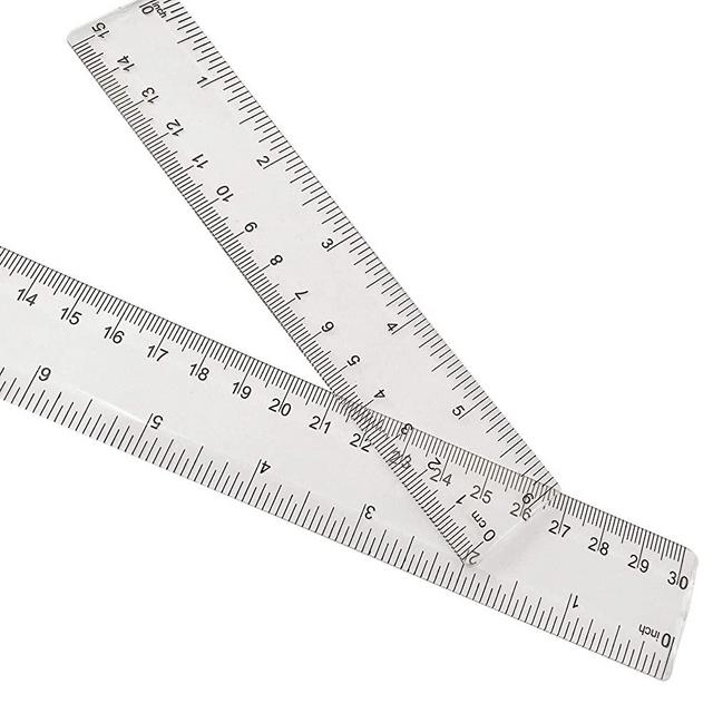 2 Pack Plastic Ruler Straight Ruler Clear See Through Measuring Acrylic Tool for Student School Office with Centimeters and Inches(6 Inch+12 Inch)