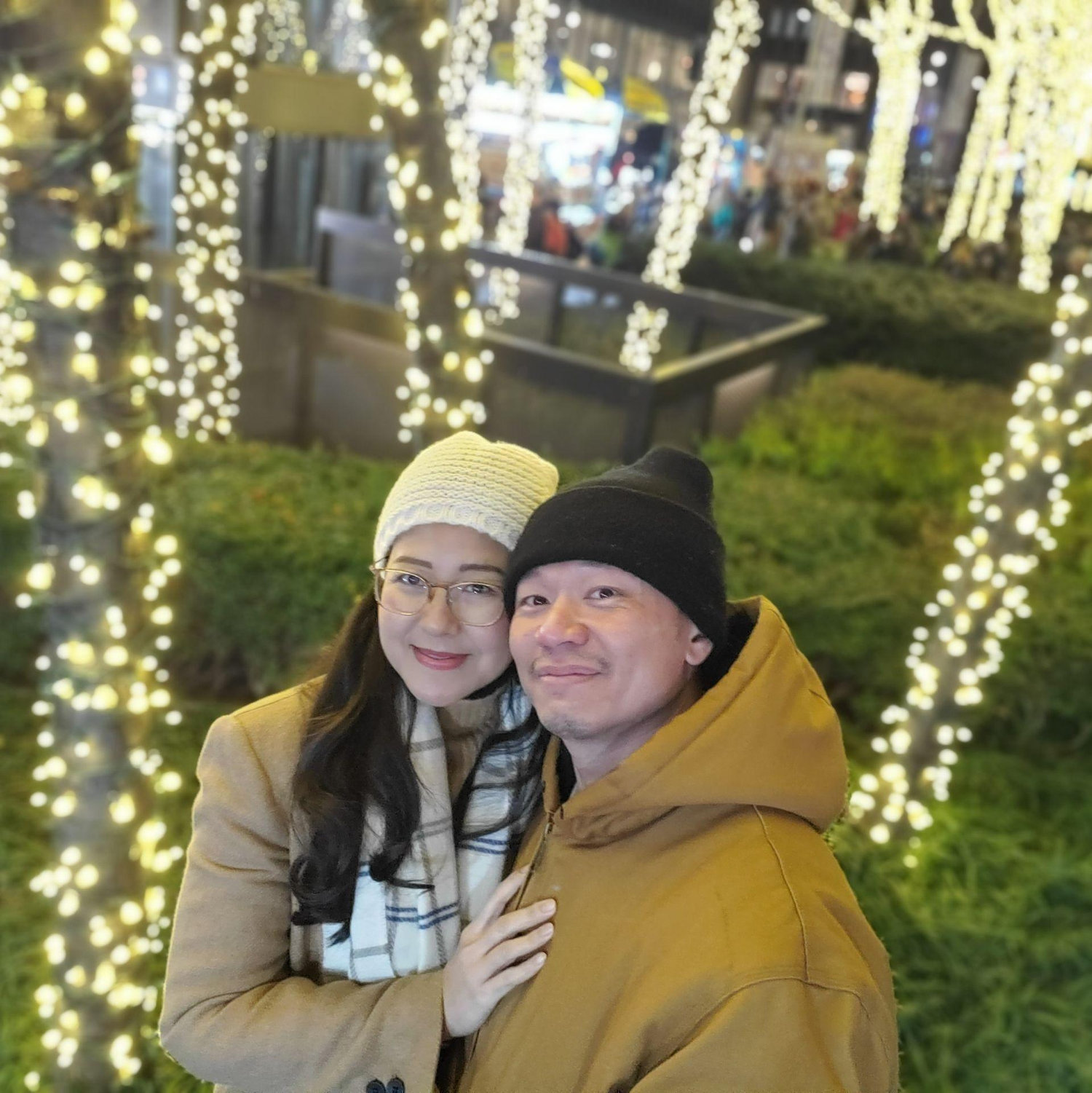 Wrapped in love and Christmas lights