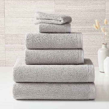 Organic Textured Bath Towel Sets in Gray Sky