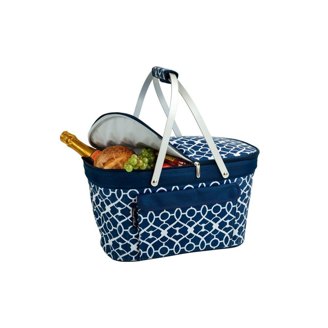 Picnic at Ascot Large Family Size Insulated Folding Collapsible Picnic Basket Cooler with Sewn in Frame
