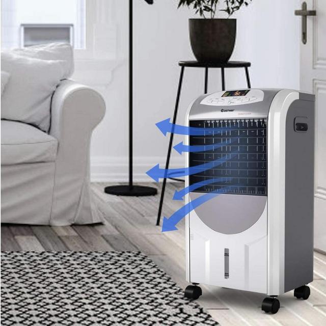 Evaporative Cooler and Heater, Portable Air Cooler with Fan & Humidifier Bladeless Quiet Electric Fan w/Remote Control for Indoor Home Office Dorms