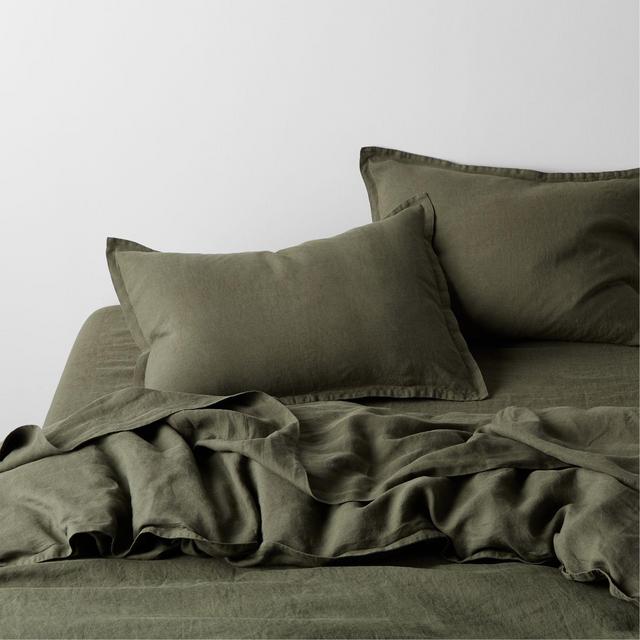 European Flax ®-Certified Linen Burnt Green Full/Queen Size Duvet Cover
