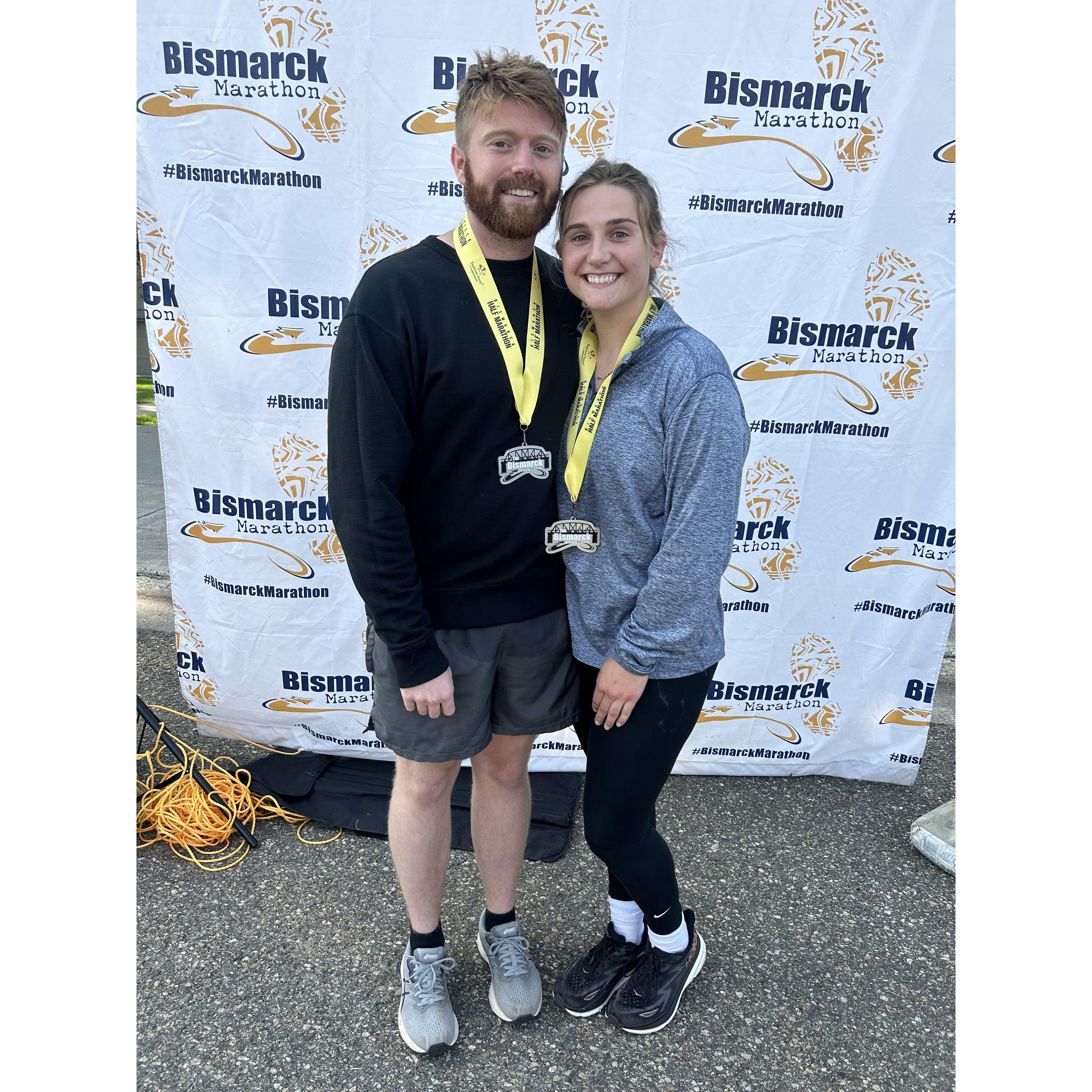 We ran the Bismarck half marathon September '23. Justin's first and Maria's second!