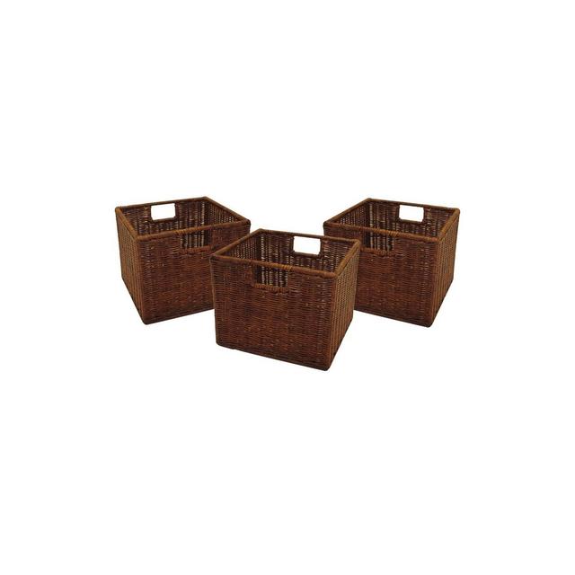 Set of 3 Winsome Cube Storage Basket - Antique Walnut