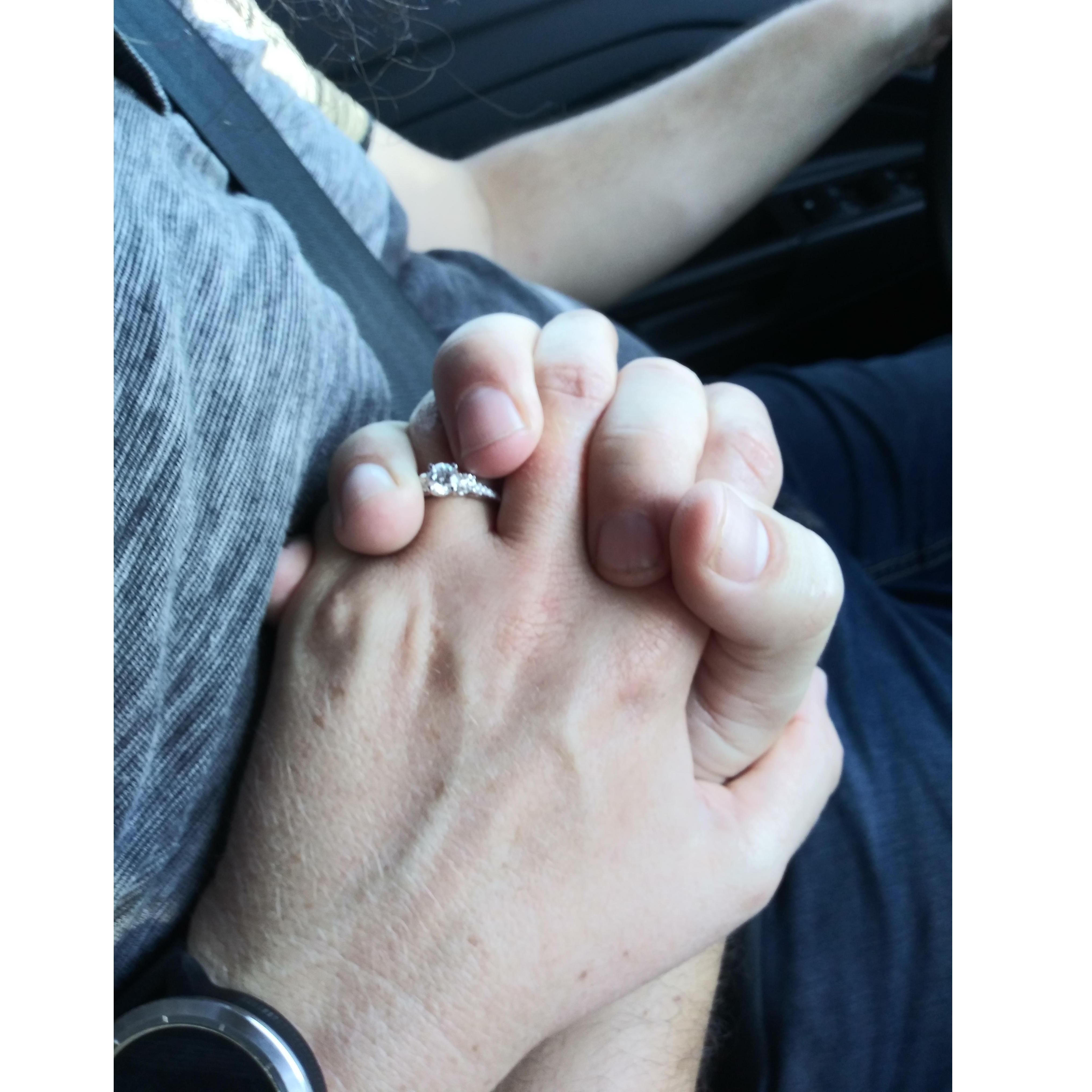 A few moments after I said yes to his engagement proposal. We were on our way to Arkansas to visit his family.