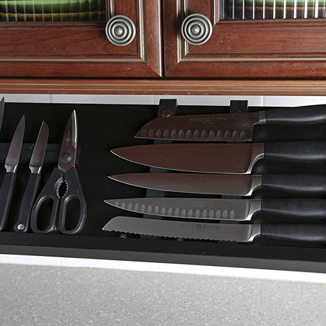 Under Cabinet Knife Block -3 Sizes and 5 Finishes Available (Large Black/Ebony)