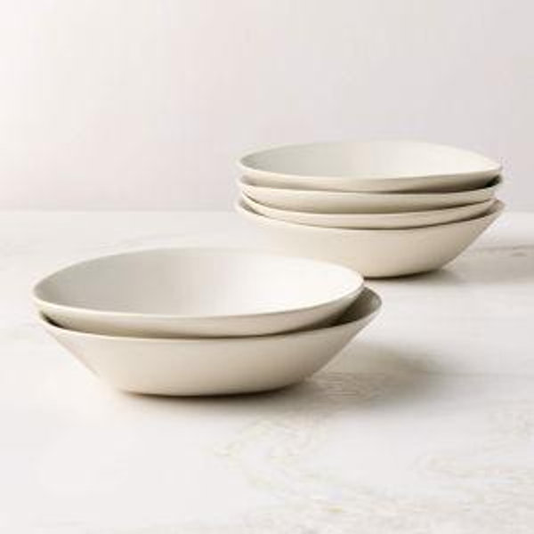 Selene Ivory Stoneware Pasta Bowls Set Of 6 | CB2