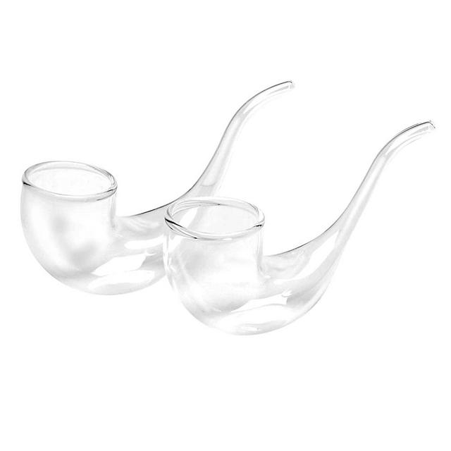 ART & ARTIFACT Tobacco Pipe Shaped Sipping Glasses Set - Cool Beverage Cups for Drinking Wine, Champagne, Whiskey, Liquor