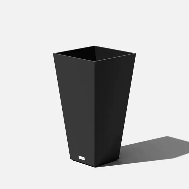 Midland 26 in. Black Plastic Tall Square Planter