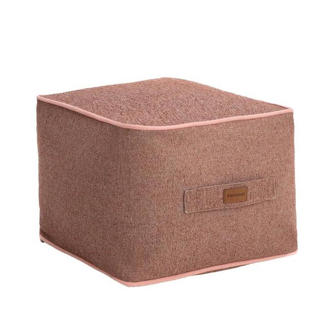 Dekorist Pouf Ottoman, Comfortable Cube Pouffe Foot Stool, Soft Velvet Bean Bag, Home Decor Footstool Extra Seating for Living Room, Bedroom, Quantum, 18"x18", Old Rose