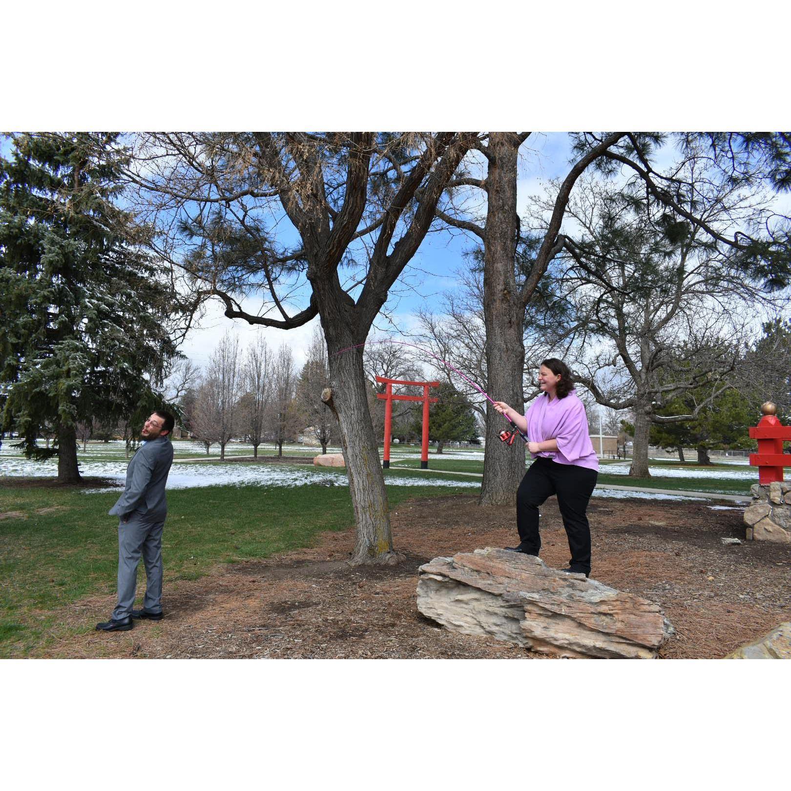 If you look real close, you can see the fishing pole.