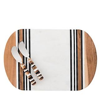 JuliskaStripe 3-Piece Serving Board & Spreader Set
