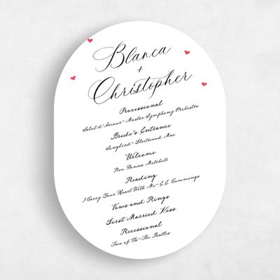 White Oval Wedding Program - Estate
