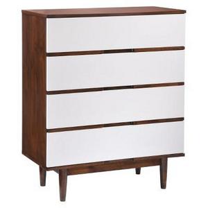 Mid-Century Modern 4-Drawer 43" High Dresser - Walnut/White - ZM Home