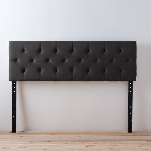 King/California King Emmie Adjustable Upholstered Headboard with Diamond Tufting Charcoal - Brookside