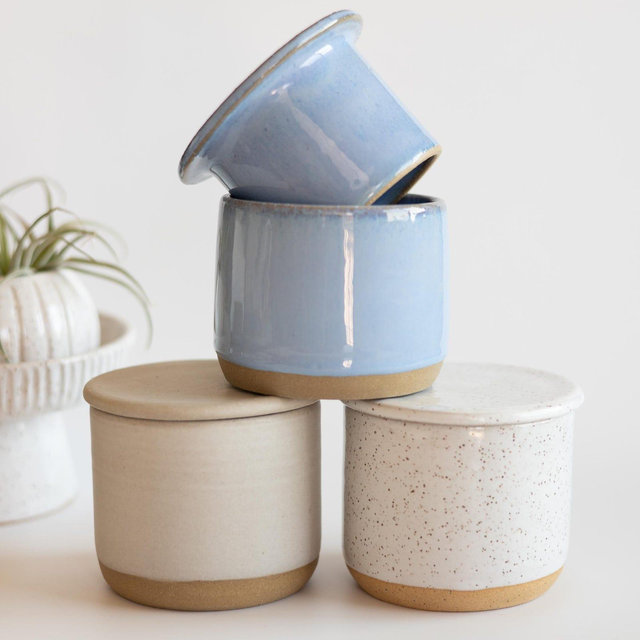 French Butter Crock Handmade Kitchen Storage Countertop Butter Keeper Housewarming Gift For Her Modern Ceramic Butter Dish | MADE TO ORDER