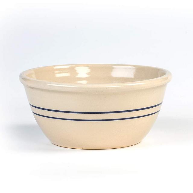 Martinez Pottery Hand-Turned Heritage Blue Stripe Stoneware Mixing Bowl 10"