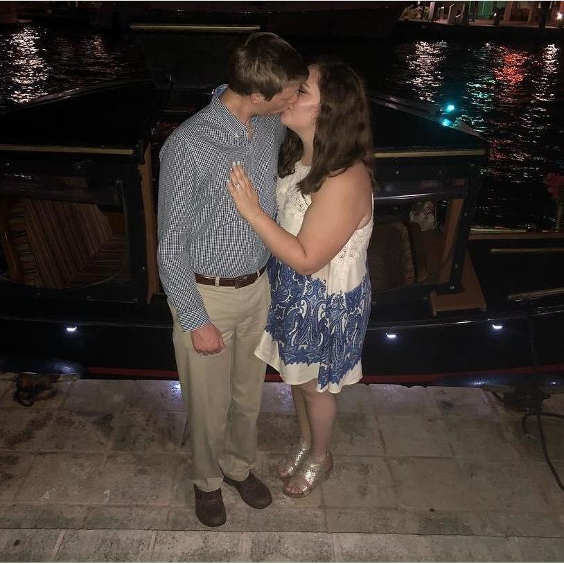 This picture was taken once we arrived back from our gondola ride where Christian proposed.
