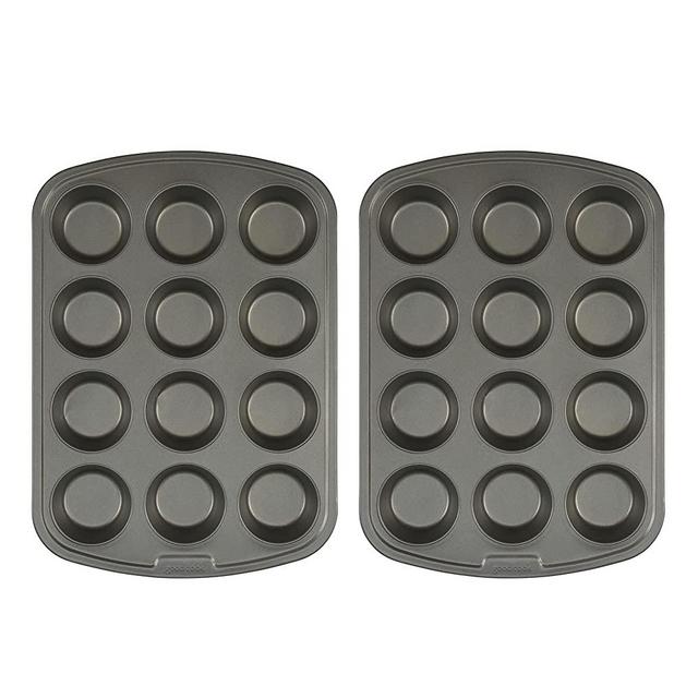 GoodCook Nonstick Steel 12-Cup Muffin Pan, Gray, Set of 2 (42042)