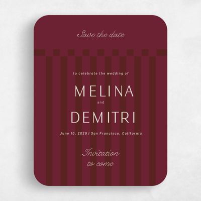 Red Rounded Wedding Save the Date - Sabbia Portrait