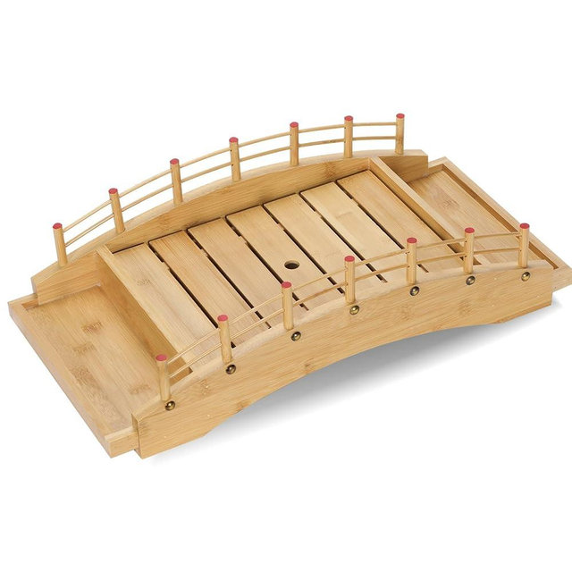 LEQC Wooden Sushi Boat Bridge – Large Sushi Serving Tray for Japanese Food Display, Sushi Platter, Sushi Train Dining, Party Serving Board, Restaurant & Home Kitchen Decoration (20.8X10X5.6in)
