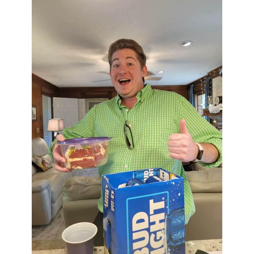 Cake and beer, we didn't forget about the Groom!!!