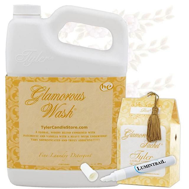 Lumintrail Tyler Candle Company Glamorous Wash Diva Fine Laundry Detergent with Stain Remover Pen and Dryer Sachets - Liquid Detergent Designed for Clothing - Hand and Machine Washable - 64oz (Diva)