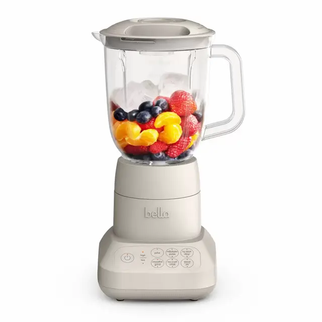 bella Flip and Store Blender Oatmilk: 10-Speed Countertop Blender, 48oz Capacity, 450W, Dishwasher-Safe Parts, Beige