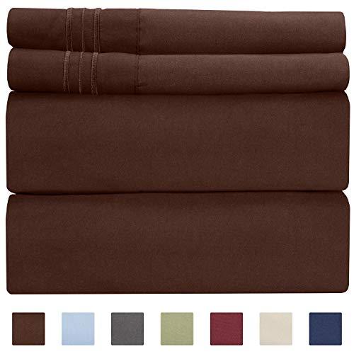 Queen Size Sheet Set - 4 Piece Set - Hotel Luxury Bed Sheets - Extra Soft - Deep Pockets - Easy Fit - Breathable & Cooling - Wrinkle Free - Comfy – Brown Chocolate Bed Sheets - Queens 4 PC