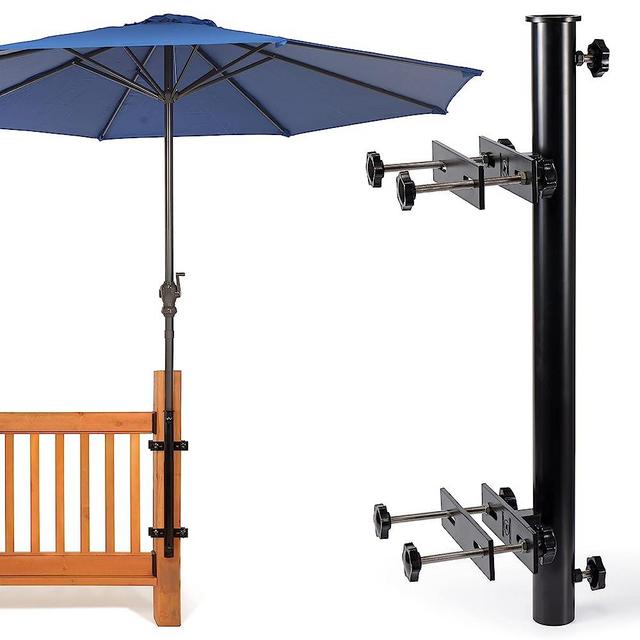 Wanhork Heavy Duty 304 Stainless Steel Patio Umbrella Holder,Deck Umbrella Holder,for Outdoor Fixed Deck Railing Post(Range/3in-6in) Umbrella Deck Mount(Post, Black)