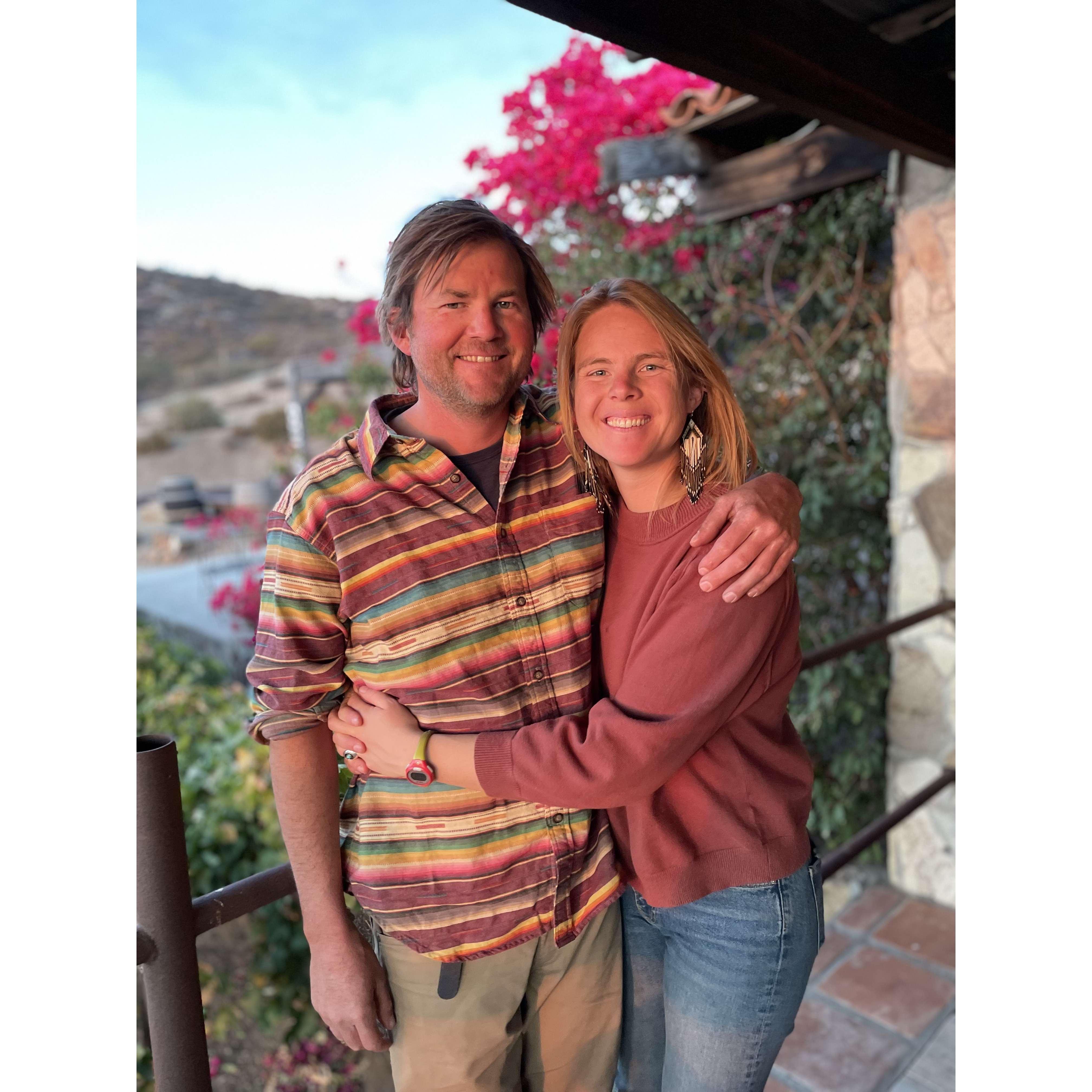 Enjoying our engagement at wineries in Baja