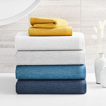 Organic Textured Bath Towels- Gray Sky