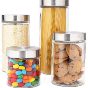 EatNeat Glass Canister Set with Stainless Steel Lids- 72/55/38/27 oz. (4-Piece Assorted)