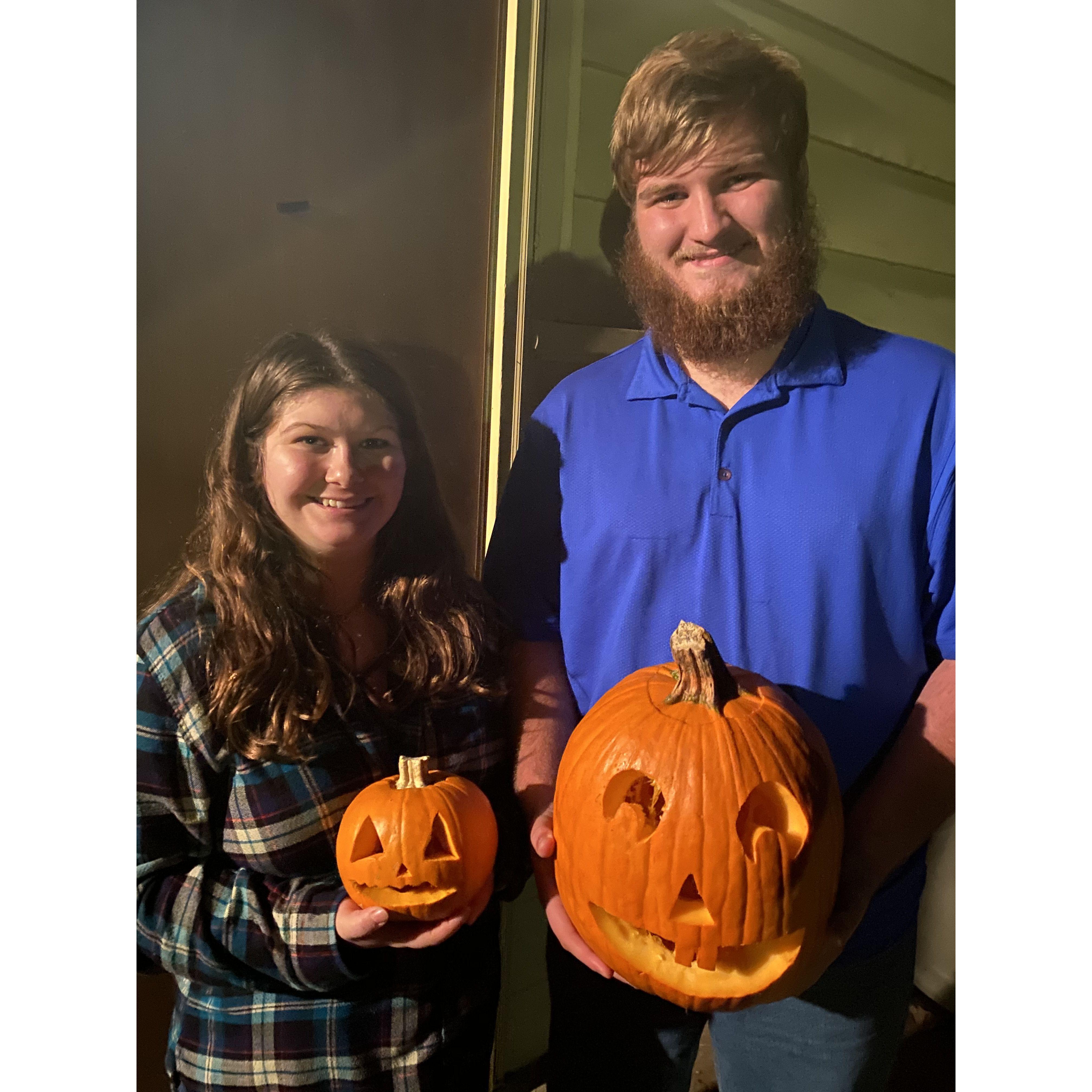 October 2020-First time carving pumpkins together.