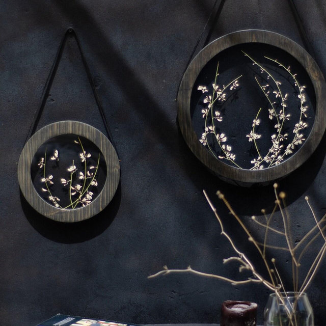 Wall decor set - Pressed flower art - botanicals wall art framed - Pressed flower frame - Round wall decor - Framed wall art - wall art
