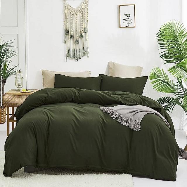 Cottonight Army Green Comforter Set Queen Dark Green Bedding Comforter Set Full Plain Blackish Green Blanket Quilts Modern Soft Breathable Army Green Comforter Set for Women Men Queen Bed