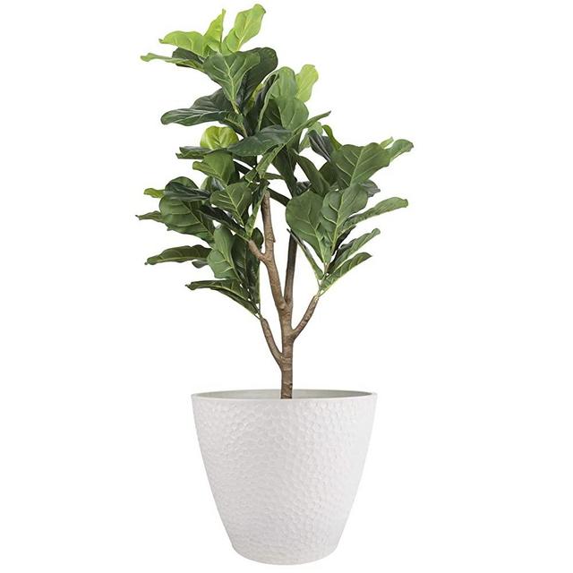 Outdoor Indoor Tree Planters - 14 Inch Large Planter Flower Pots Containers, Plant Pots, White, Honeycomb